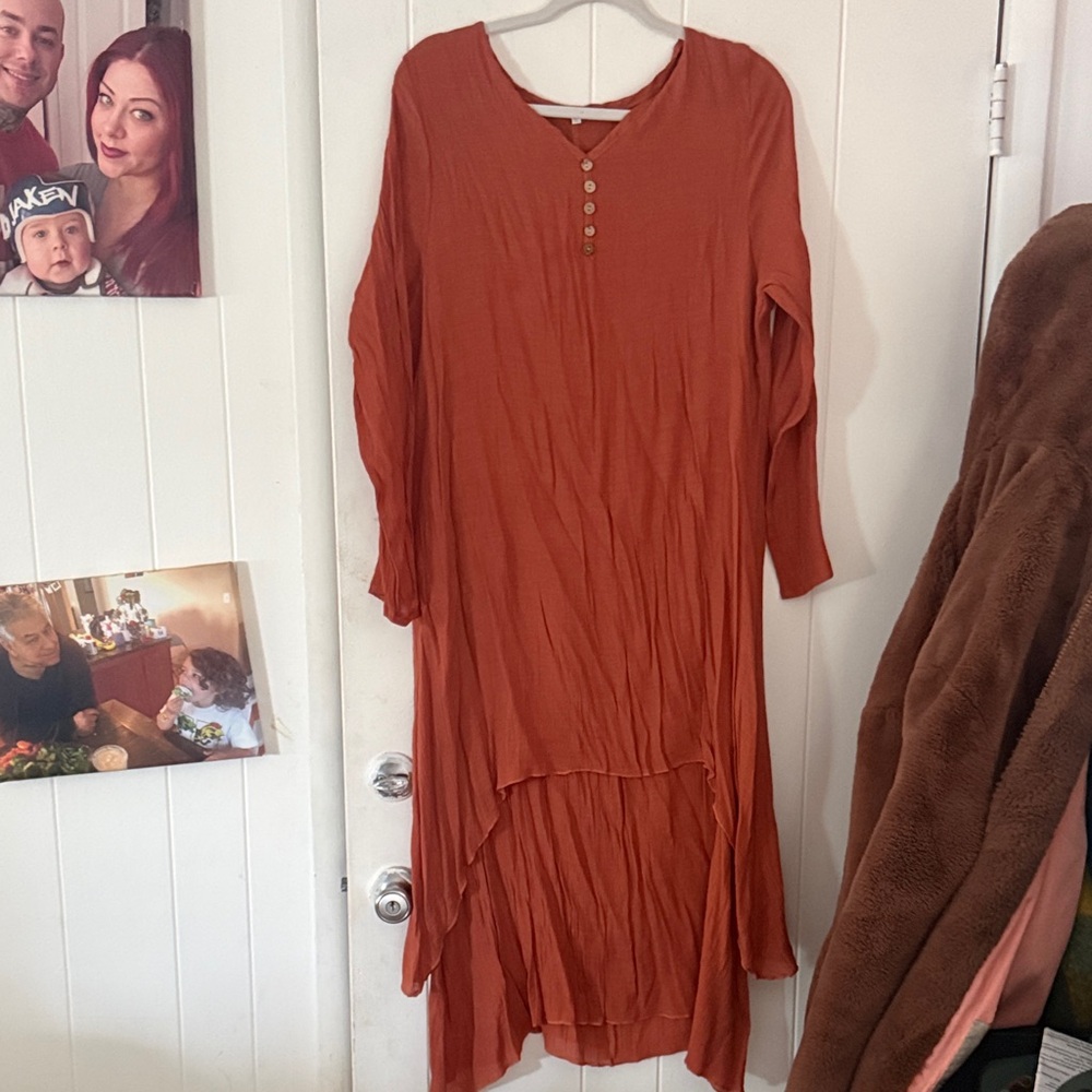 Elegant Rust Orange Women's Dress